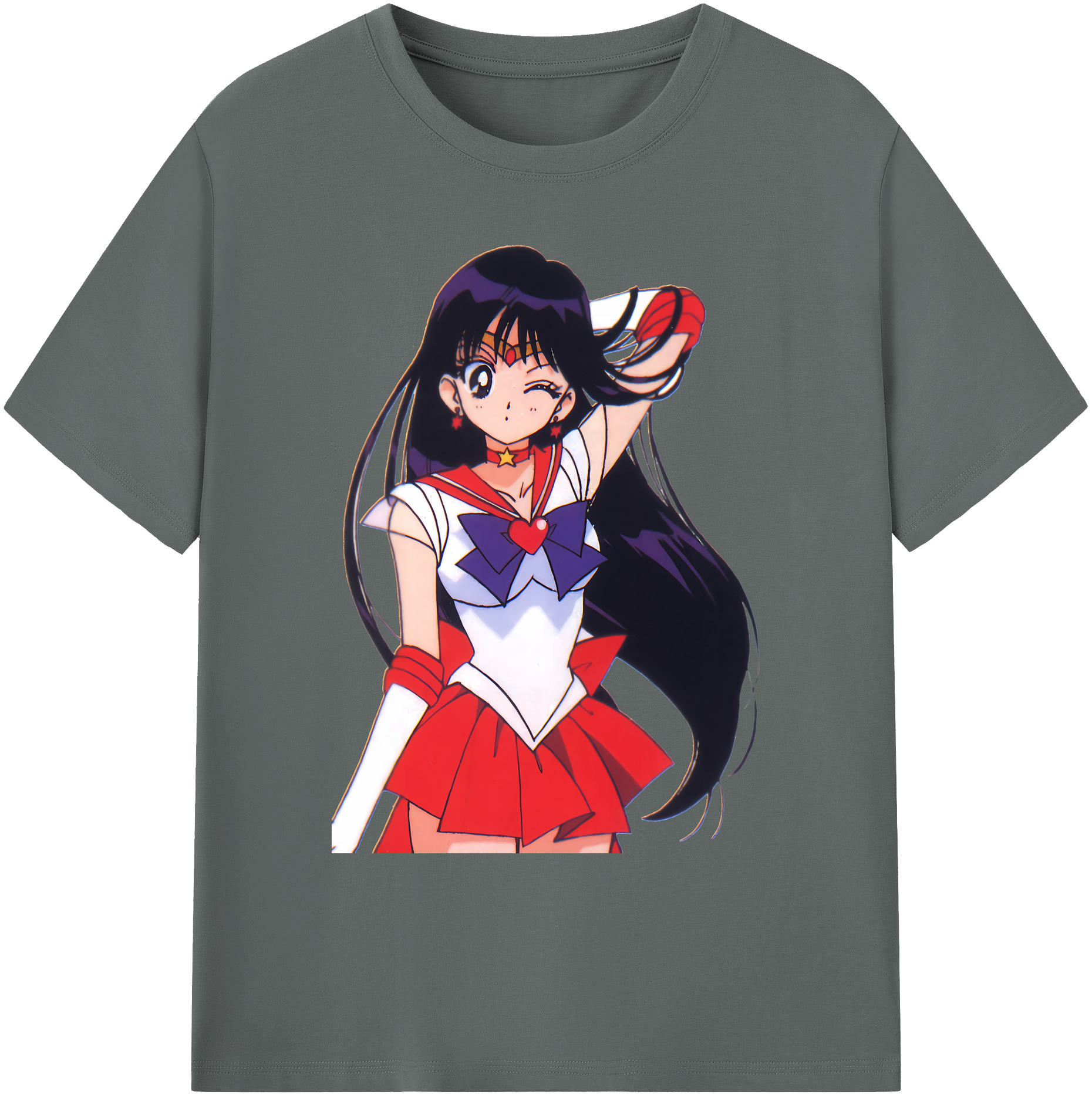 （画像用） 美少女戦士セーラームーン 火野レイ ひの レイ Sailor Moon Hino Rei （セーラーマーズ,Sailor Mars） 綿100％ メンズ半袖Tシャツ｜肌触りやわらか＆通気性